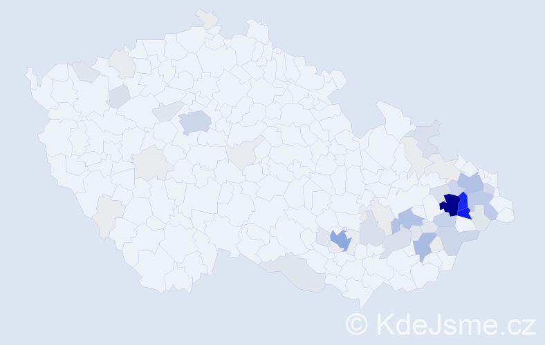 Příjmení: 'Geryková', počet výskytů 281 v celé ČR