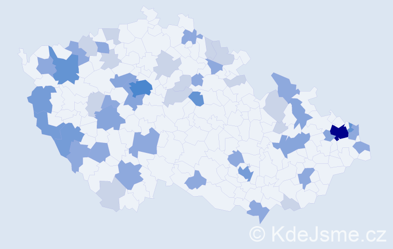 Příjmení: 'Rišková', počet výskytů 122 v celé ČR