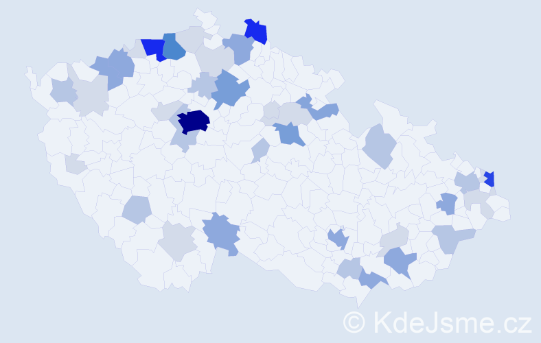 Příjmení: 'Dávid', počet výskytů 133 v celé ČR