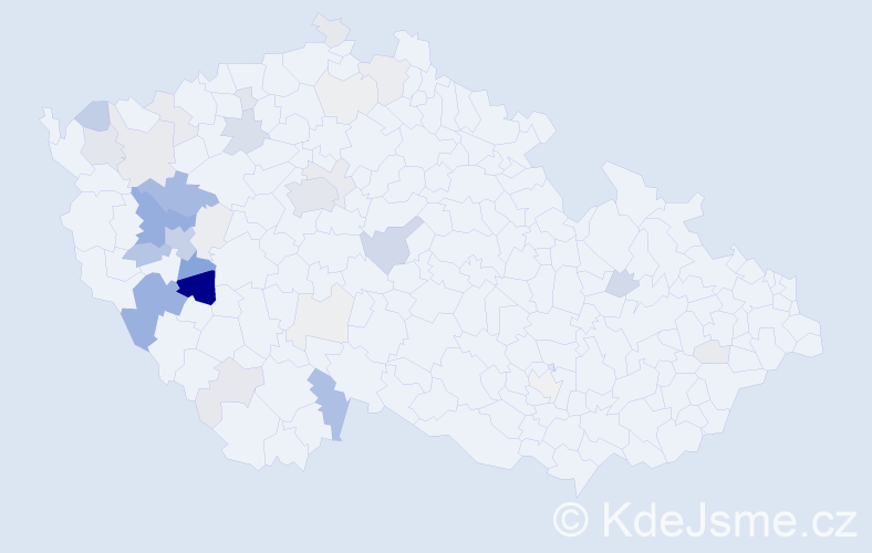 Příjmení: 'Kotěšovec', počet výskytů 133 v celé ČR