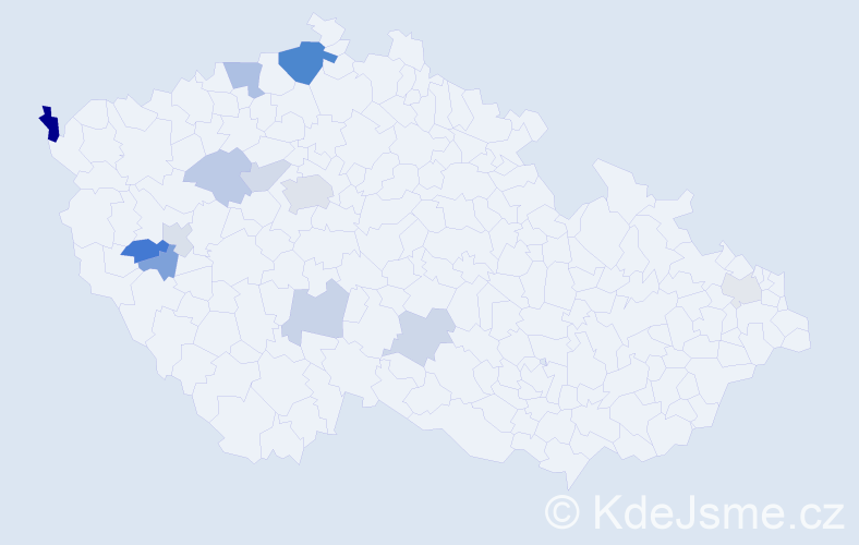 Příjmení: 'Konšal', počet výskytů 24 v celé ČR