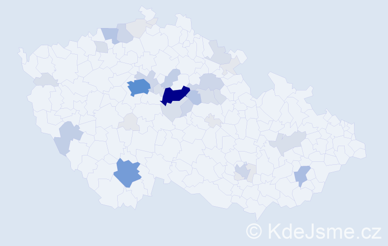 Příjmení: 'Klepal', počet výskytů 134 v celé ČR
