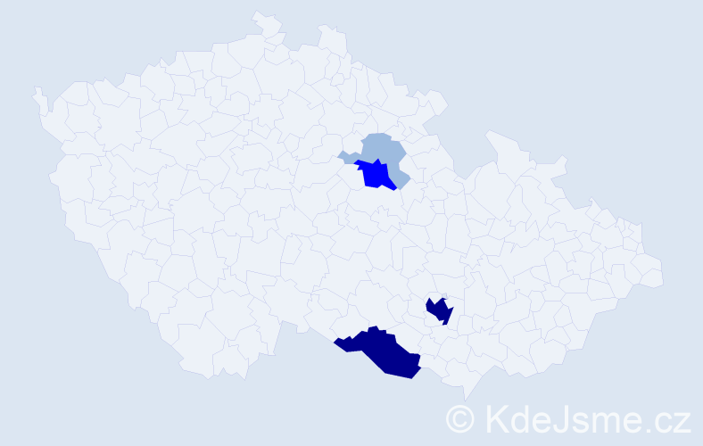 Příjmení: 'Cibere', počet výskytů 13 v celé ČR