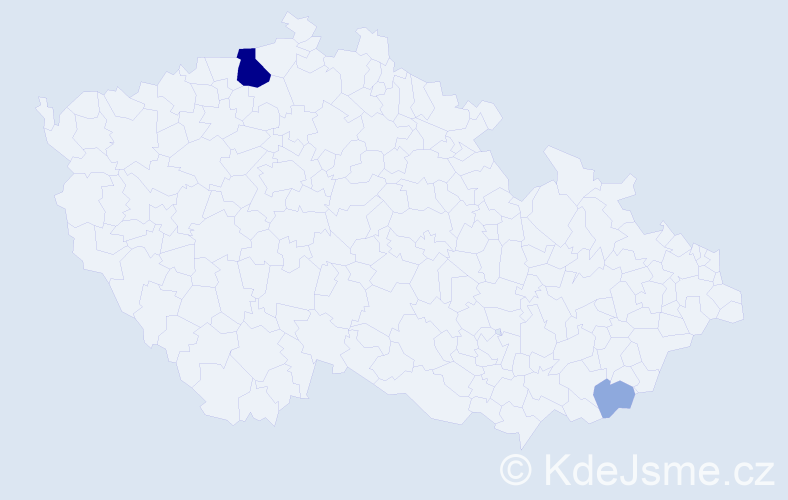 Příjmení: 'Antál', počet výskytů 6 v celé ČR
