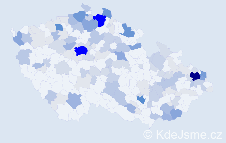Příjmení: 'Macko', počet výskytů 443 v celé ČR