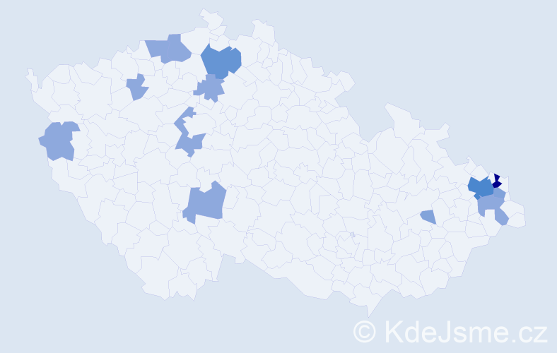 Příjmení: 'Hvolková', počet výskytů 27 v celé ČR