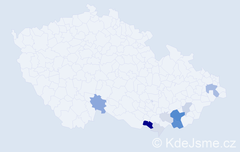 Příjmení: 'Čevelíková', počet výskytů 33 v celé ČR