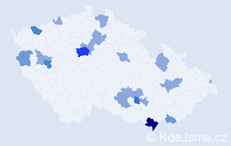 Příjmení: 'Malatová', počet výskytů 49 v celé ČR
