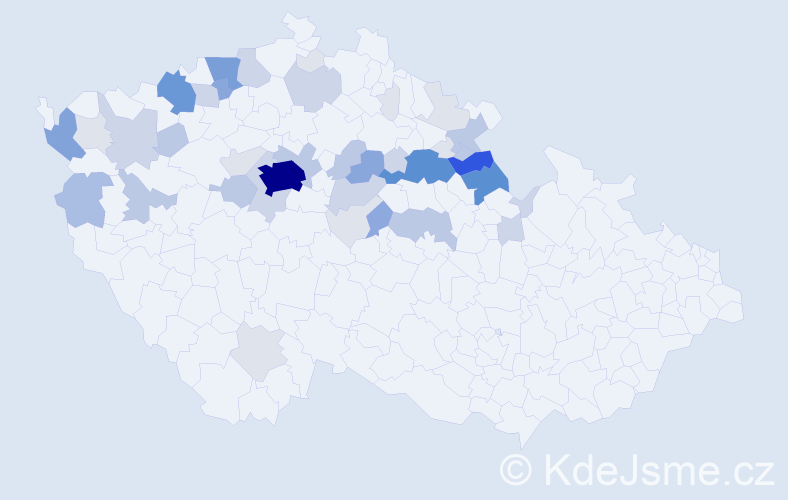 Příjmení: 'Bašek', počet výskytů 165 v celé ČR