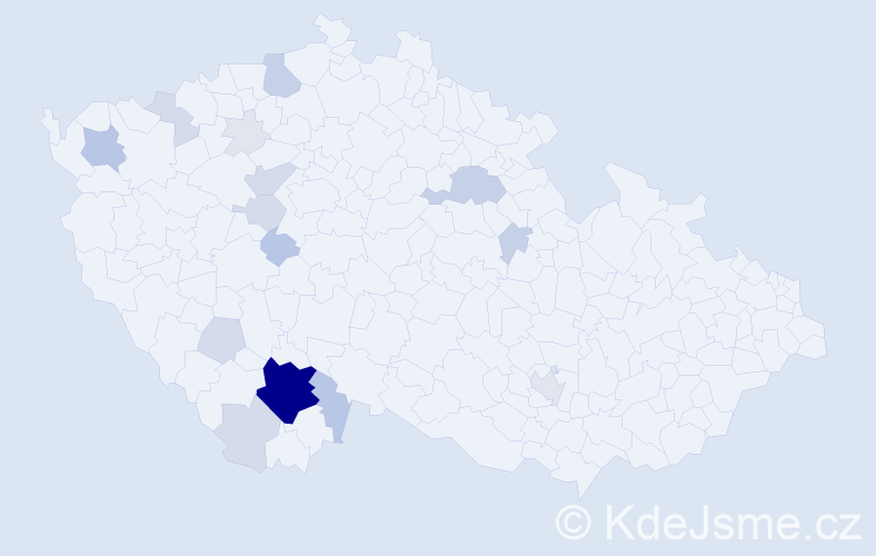 Příjmení: 'Vojč', počet výskytů 68 v celé ČR