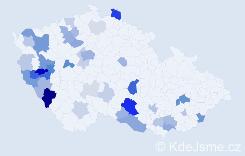 Příjmení: 'Kadera', počet výskytů 149 v celé ČR