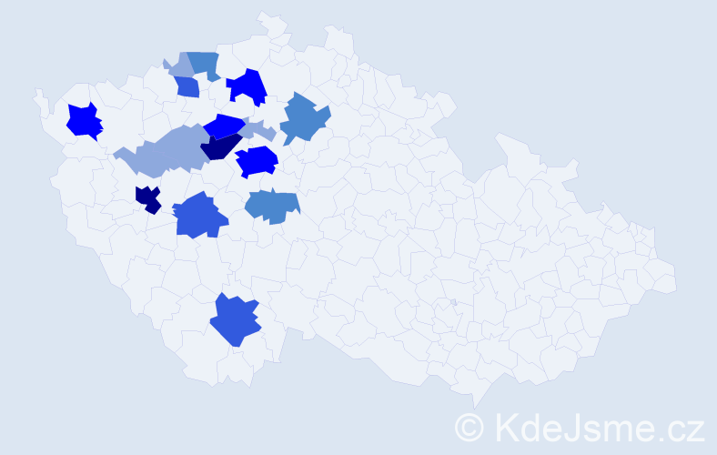 Příjmení: 'Urie', počet výskytů 46 v celé ČR