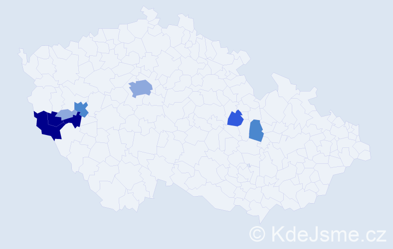 Příjmení: 'Nohavec', počet výskytů 24 v celé ČR