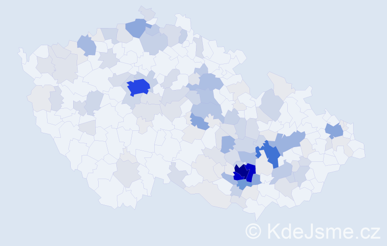 Příjmení: 'Kalvoda', počet výskytů 505 v celé ČR