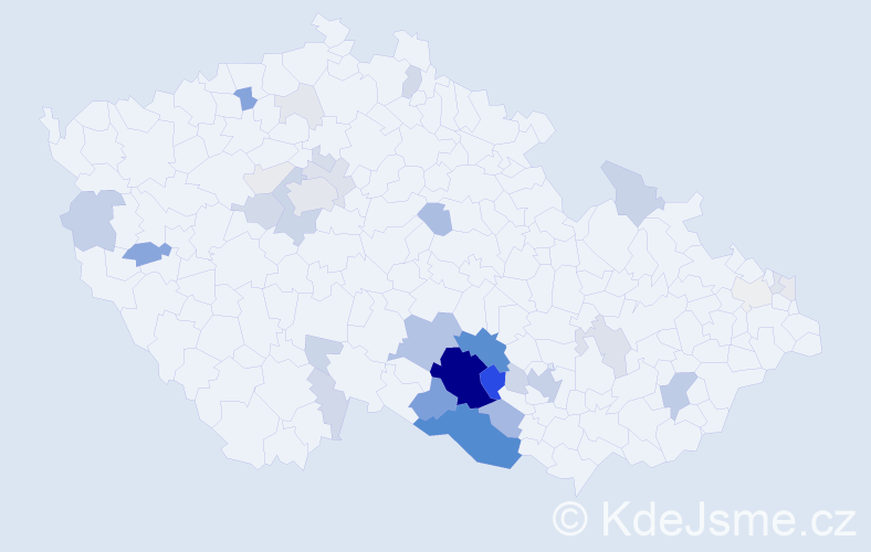 Příjmení: 'Mrňa', počet výskytů 149 v celé ČR