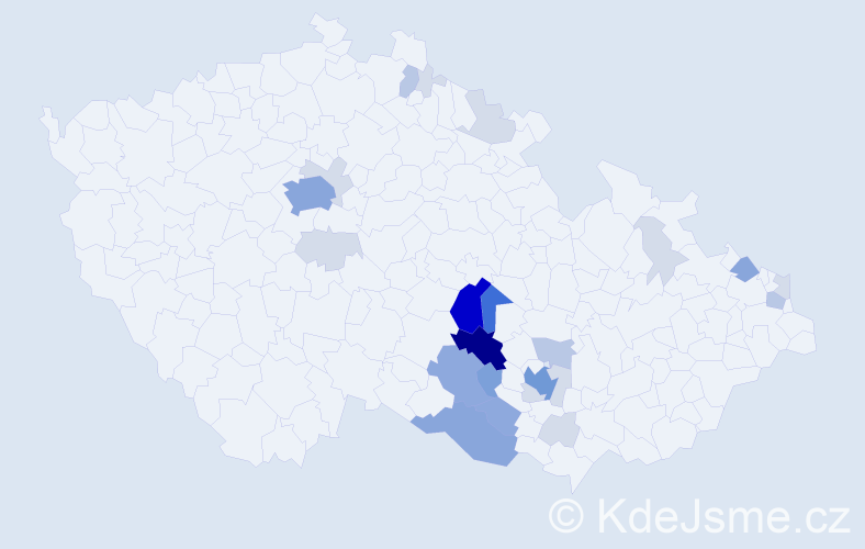 Příjmení: 'Kosourová', počet výskytů 87 v celé ČR
