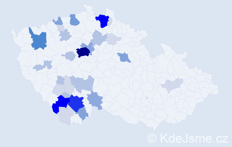 Příjmení: 'Machartová', počet výskytů 109 v celé ČR