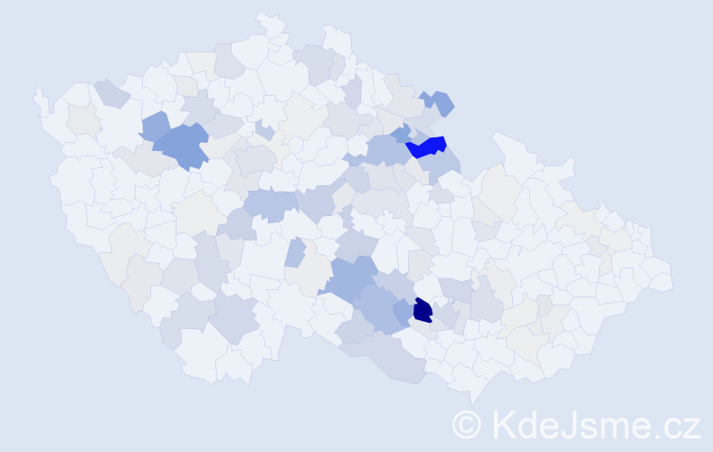 Příjmení: 'Hvězdová', počet výskytů 436 v celé ČR