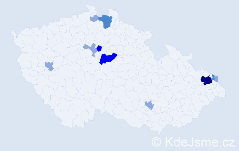 Příjmení: 'Medlen', počet výskytů 28 v celé ČR