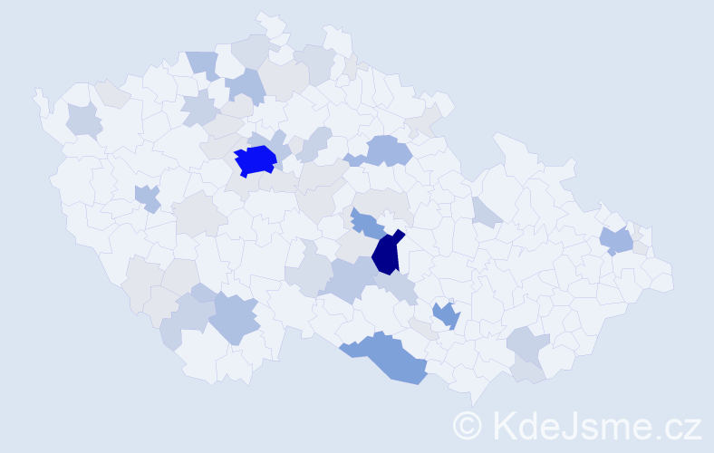 Příjmení: 'Blažíčková', počet výskytů 192 v celé ČR