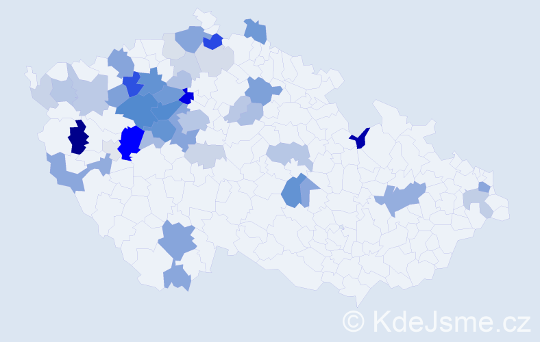 Příjmení: 'Krabec', počet výskytů 136 v celé ČR