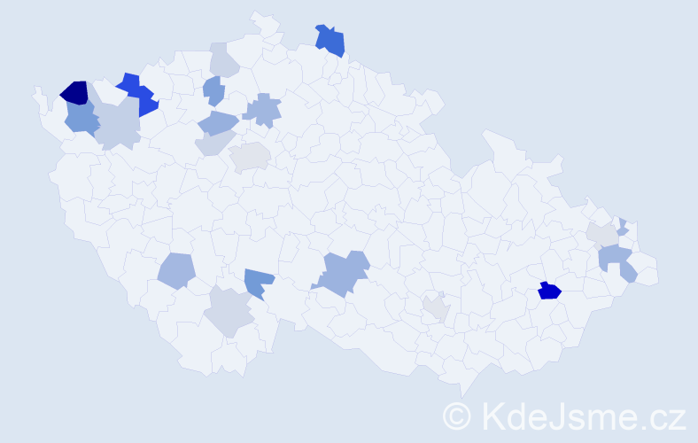 Příjmení: 'Cap', počet výskytů 32 v celé ČR