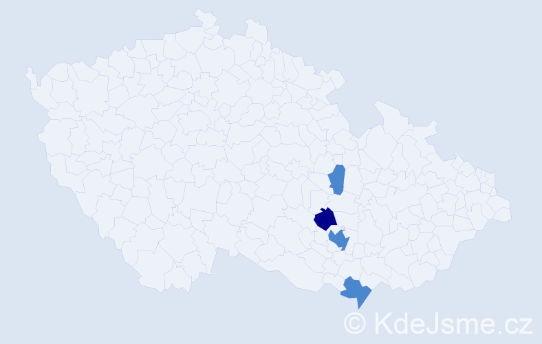 Příjmení: 'Chronc', počet výskytů 11 v celé ČR