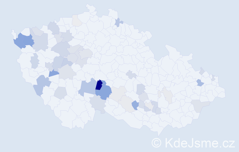 Příjmení: 'Poduška', počet výskytů 138 v celé ČR