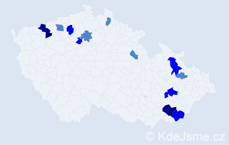 Příjmení: 'Chrvalová', počet výskytů 21 v celé ČR