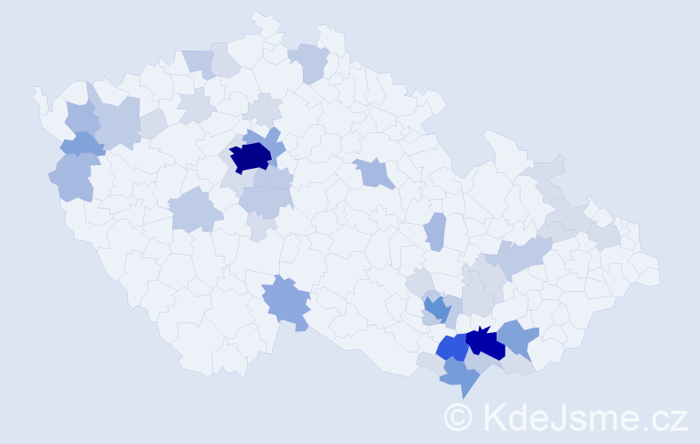 Příjmení: 'Kunická', počet výskytů 130 v celé ČR