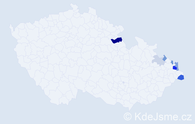 Příjmení: 'Kiszka', počet výskytů 41 v celé ČR