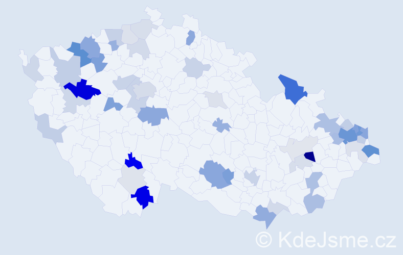 Příjmení: 'Mravcová', počet výskytů 134 v celé ČR