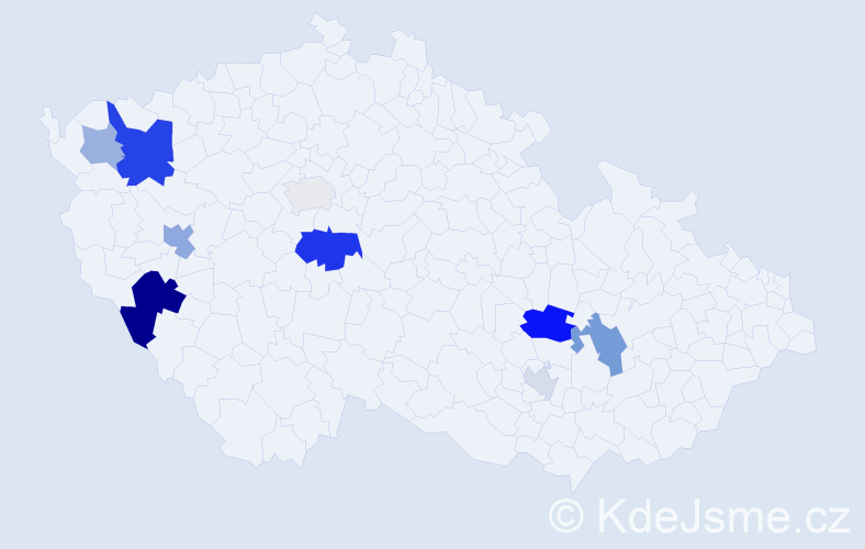 Příjmení: 'Koblerová', počet výskytů 21 v celé ČR