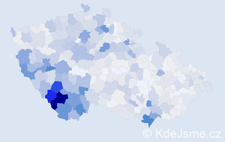 Příjmení: 'Mráz', počet výskytů 2570 v celé ČR