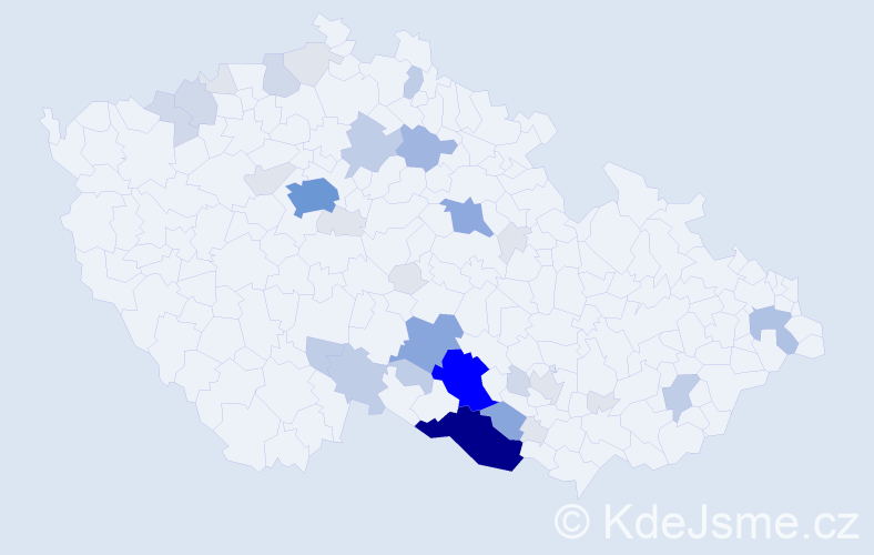 Příjmení: 'Čapounová', počet výskytů 130 v celé ČR