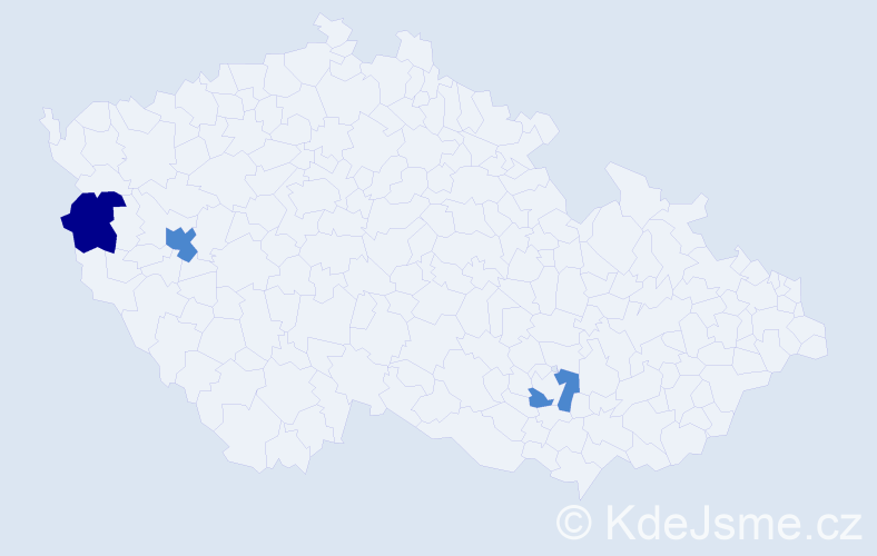 Příjmení: 'Tekin', počet výskytů 5 v celé ČR