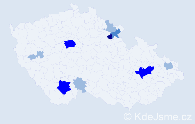 Příjmení: 'Hukel', počet výskytů 20 v celé ČR