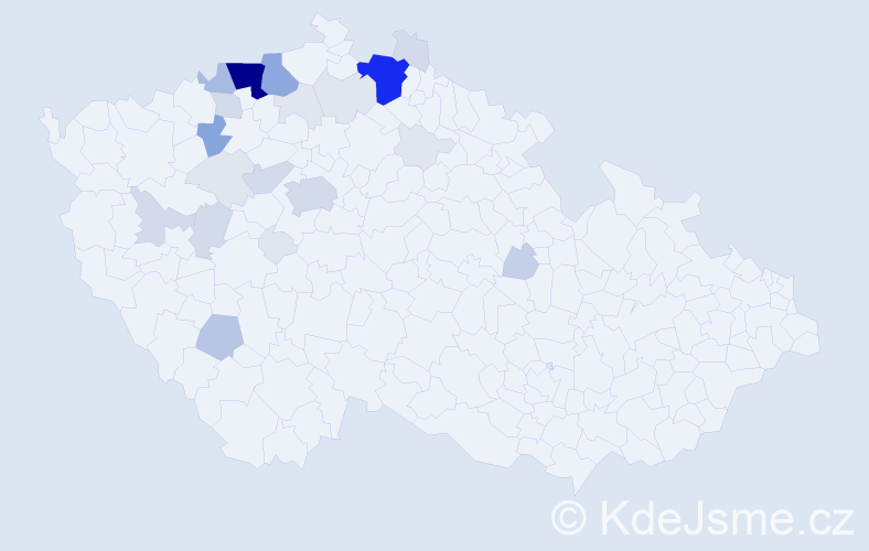 Příjmení: 'Kudráč', počet výskytů 102 v celé ČR