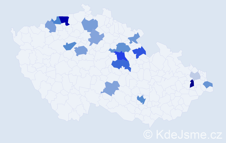 Příjmení: 'Kovalčuk', počet výskytů 38 v celé ČR