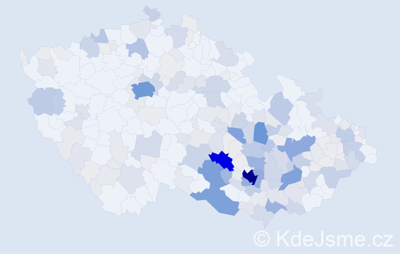Příjmení: 'Zezula', počet výskytů 882 v celé ČR