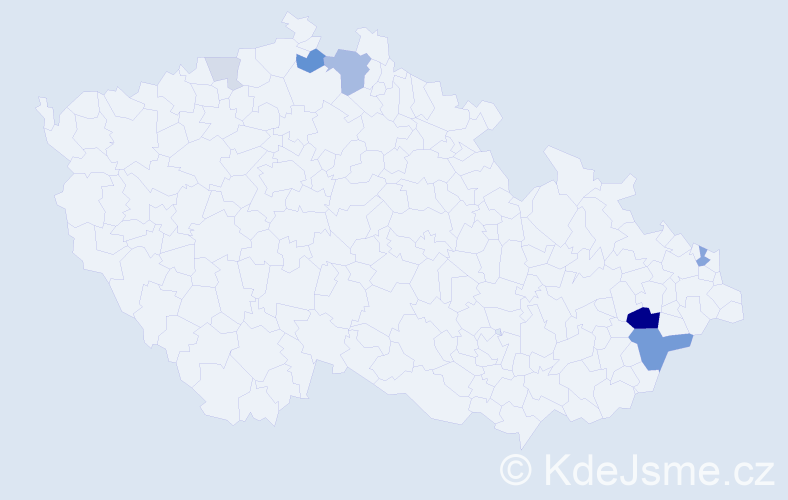 Příjmení: 'Klvánková', počet výskytů 20 v celé ČR