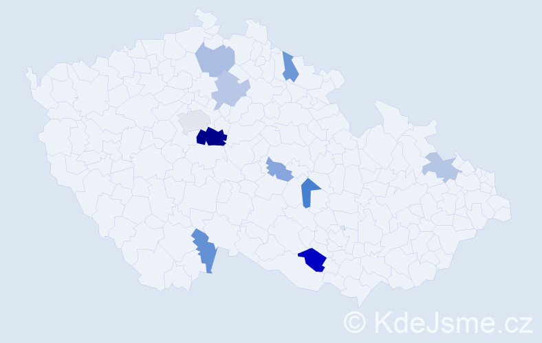 Příjmení: 'Hoftová', počet výskytů 32 v celé ČR