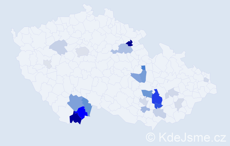 Příjmení: 'Baldík', počet výskytů 56 v celé ČR