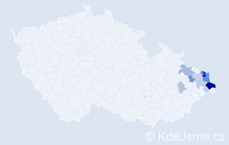 Příjmení: 'Kolarczyk', počet výskytů 54 v celé ČR