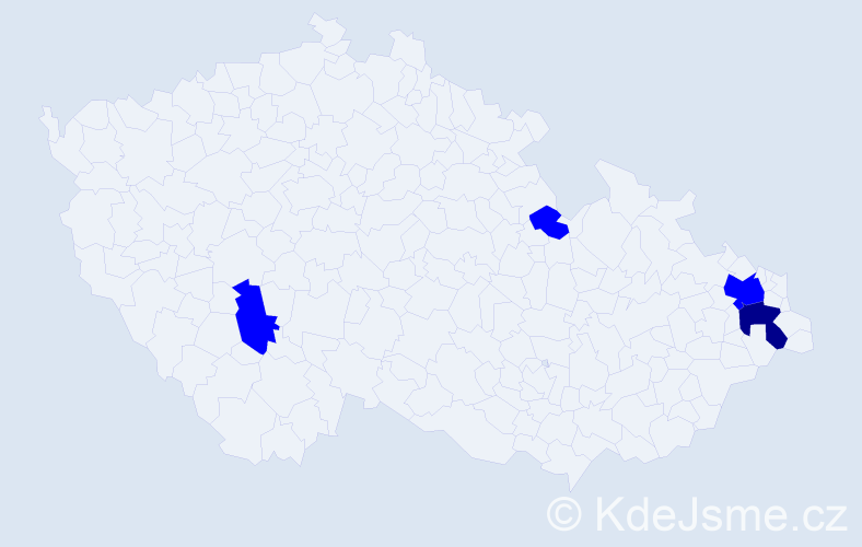 Příjmení: 'Kicoš', počet výskytů 5 v celé ČR