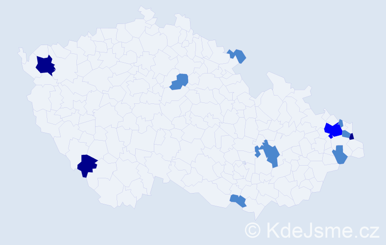 Příjmení: 'Chyliková', počet výskytů 18 v celé ČR