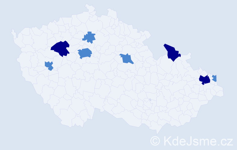 Příjmení: 'Kisel', počet výskytů 14 v celé ČR