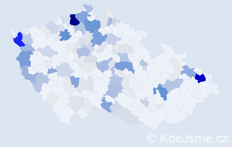 Příjmení: 'Kaleja', počet výskytů 531 v celé ČR