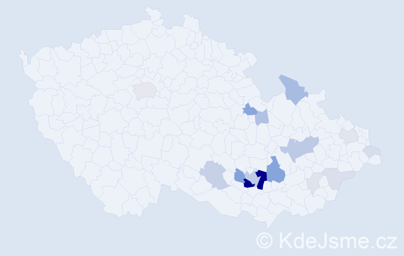 Příjmení: 'Kousalík', počet výskytů 55 v celé ČR