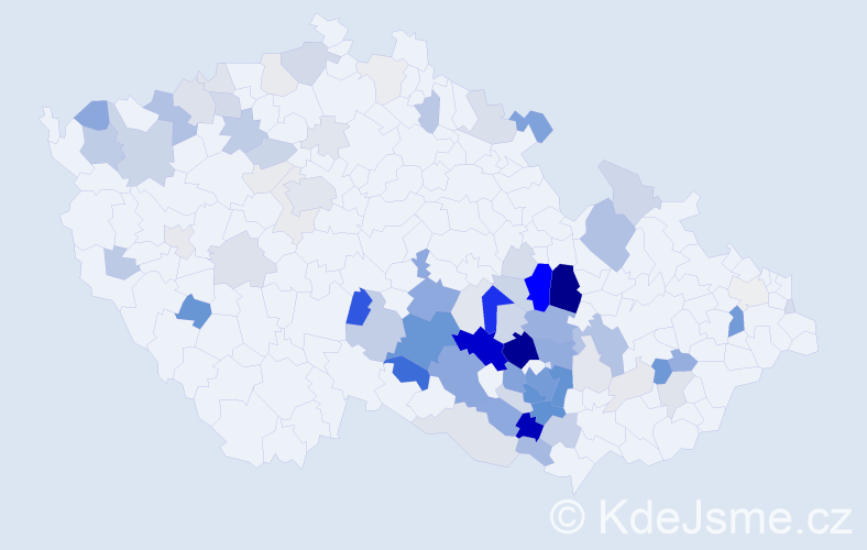 Příjmení: 'Pařil', počet výskytů 346 v celé ČR